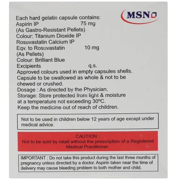 rosur asp 10/75mg capsule 10's